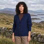 Glenisland Ladies Handknit V-Neck Navy Cardigan