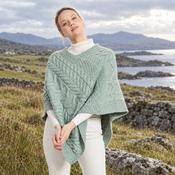Glencar Ladies Classic Aran Mint Poncho