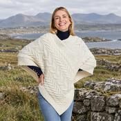 Glencar Ladies Classic Aran Natural Poncho