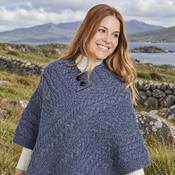 Easkey Ladies Classic Aran Button Denim Poncho