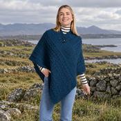 Easkey Ladies Classic Aran Button Atlantic Poncho
