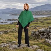 Easkey Ladies Classic Aran Button Green Poncho