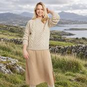 Kilronan Aran Ladies Oat Honeycomb Sweater image