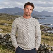 Éireann Mens Traditional Aran Supersoft Light Grey Sweater image