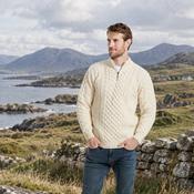 Ballycroy Mens Aran Half Zip Natural Sweater image
