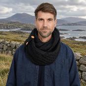 Kilmaine Aran Black Snood Scarf with Buttons image