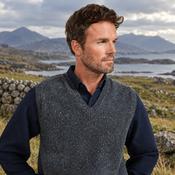 Roonagh Men's Aran Nepped Grey V-Neck Vest image