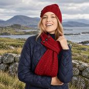 Ballina Aran Buttoned Red Loop Scarf image