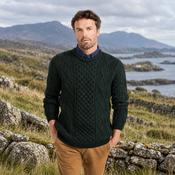 Éireann Mens Traditional Aran Supersoft Forest Green Sweater