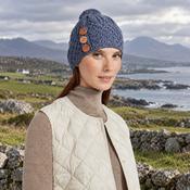 Shrule Aran Denim Hat with Pom Pom image