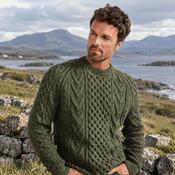 Kilronan Aran Mens Green Honeycomb Sweater