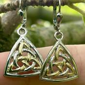 Celtic Knot Drop Earrings Two Toned image