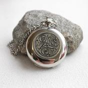 Personalized Battery Pocket Watch - Celtic Spiral Design