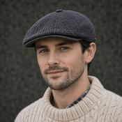Grey Driving Cap with Blue Stripes image