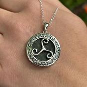 Silver Triskele Connemara Marble Necklace image