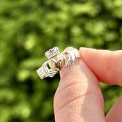 Sterling Silver Gold Heart Claddagh Ring image