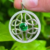 Sterling Silver Marcasite Trinity Knot Pendant with Emerald image