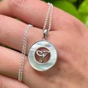 Sterling Silver Mother of Pearl Trinity Knot Pendant image
