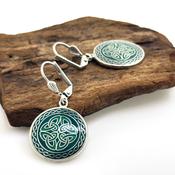 Green Enamel Four Trinity Knots Earrings image