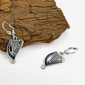 Blue Enamel Harp Earrings image