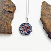 Blue/Red Enamel Trinity knot Cross Pendant image