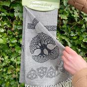 Pashmina Tree of Life Grey Scarf image