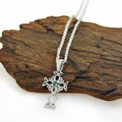 Emerald Centre Silver Celtic Cross image
