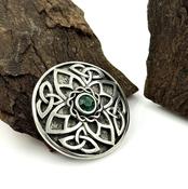 Celtic Brooch with Emerald Center | Round image