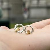 Claddagh Earrings in Silver with Gold Plating image