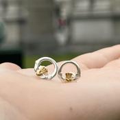 Claddagh Earrings in Silver with Gold Plating image