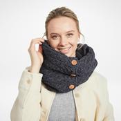 Kilmaine Aran Charcoal Snood Scarf with Buttons image