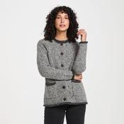 Glenariff Ladies Raglan Donegal Tweed Grey/Light Grey Cardigan