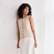 Ainé Cotton-Linen Sleeveless Cream Cardigan