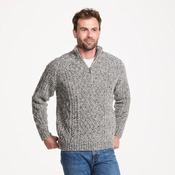 Troyer Mens Aran Half Zip Grey Sweater