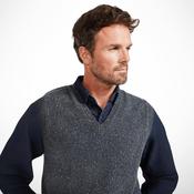Roonagh Men's Aran Nepped Grey V-Neck Vest image