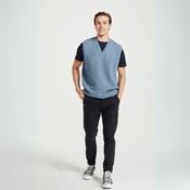Roonagh Men's Aran Nepped Blue V-Neck Vest image