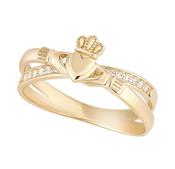 10K Gold Claddagh Crossover Ring image
