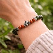 Connemara Marble and Red Carnelian Gemstone Stretch Bracelet image