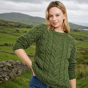Listowel Ladies Aran Green Cabled Sweater image