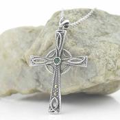 Celtic Cross Necklace Gem Set with Marcasite image