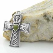 Connemara Marble Claddagh Cross Necklace image