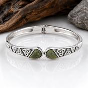 Connemara Marble Trinity Knot Hinged Bangle