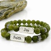 Connemara Marble Stretch Bracelet Set - Joy &amp; Faith image