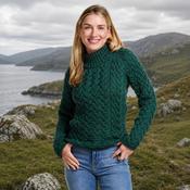 Knightstown Ladies Aran Green Crew Sweater image