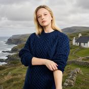 Kilronan Aran Ladies Navy Honeycomb Sweater image