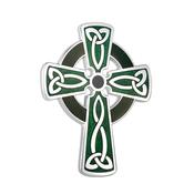 Cross Brooch with Green Enamel image