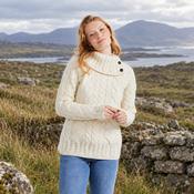 Maeve Aran Supersoft Natural Sweater with Button Collar