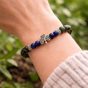 Connemara Marble and Blue Tigers Eye Gemstone Stretch Bracelet image