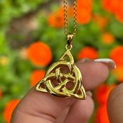 Gold Trinity Knot Necklace Coated Over Sterling Silver image