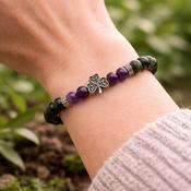 Irish Shamrock Bracelet with Connemara Marble and and Amethyst Gemstone image